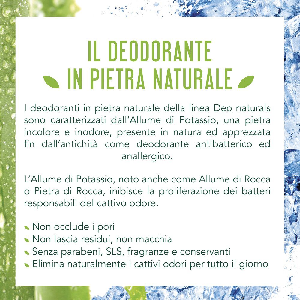 Informazioni sul deodorante naturale in pietra d'allume e Aloe Vera.