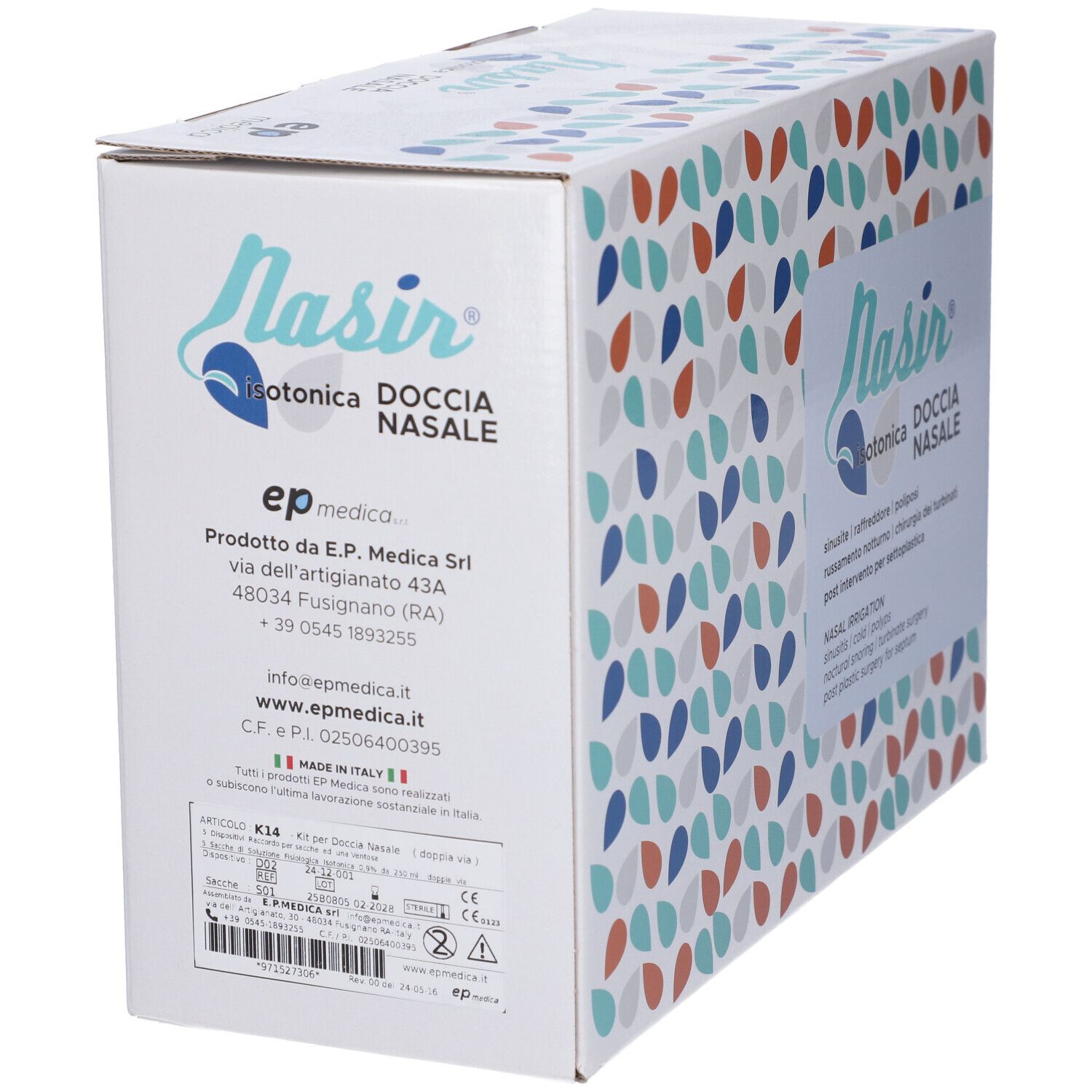 Nasir Lavaggio Nasale 5 Sacche 250 Ml Doppia Via Punto Ago Isotonica + 5 Deflussori + 1 Ventosa