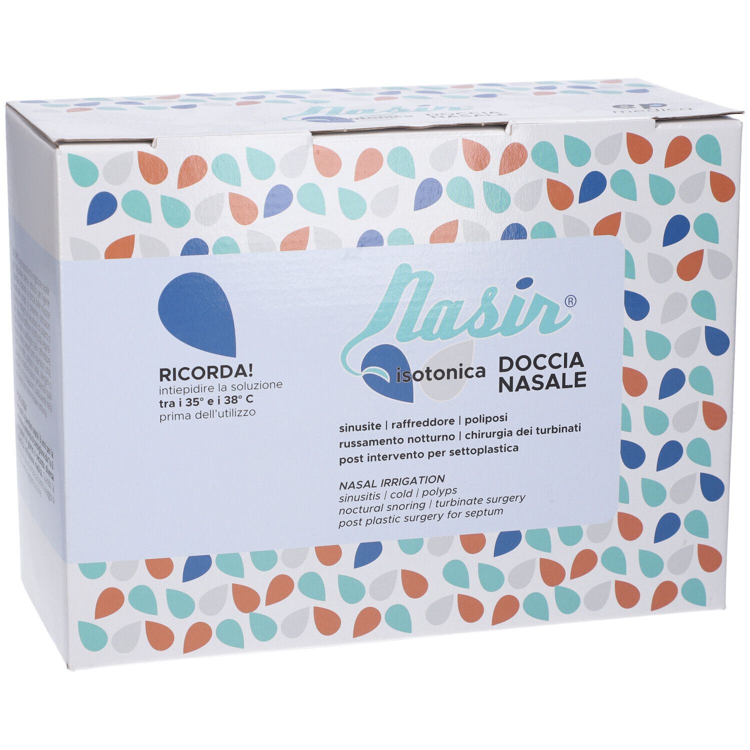 Nasir Lavaggio Nasale 5 Sacche 250 Ml Doppia Via Punto Ago Isotonica + 5 Deflussori + 1 Ventosa