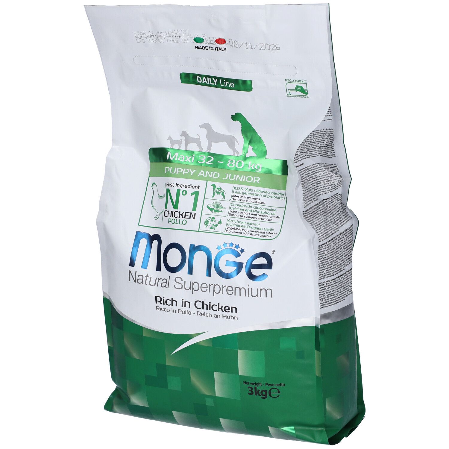 Monge Natural Superpremium Secco Cane Puppy Junior Maxi Crocchette 3 Kg