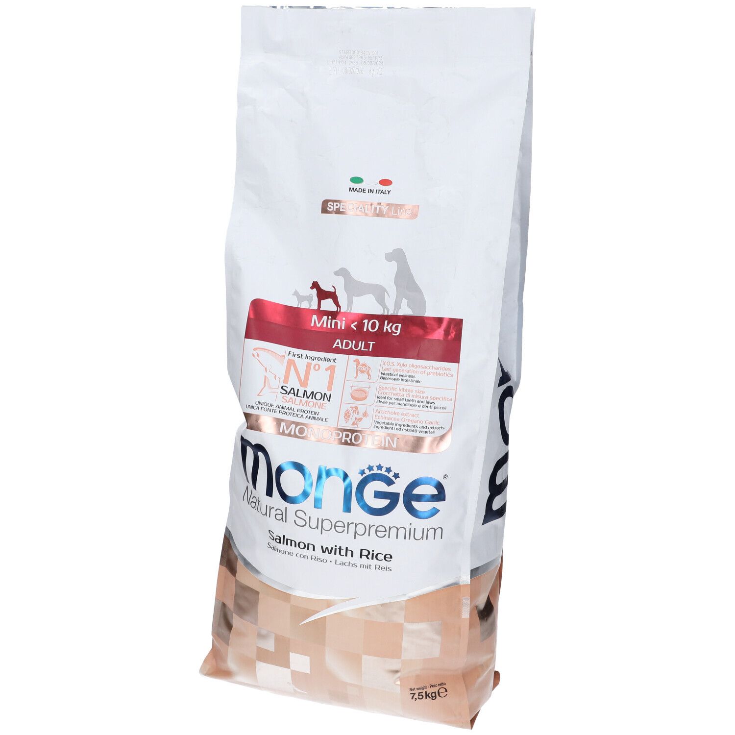 Monge Natural Superpremium Monoprotein Salmone con Riso Cani Mini Adult