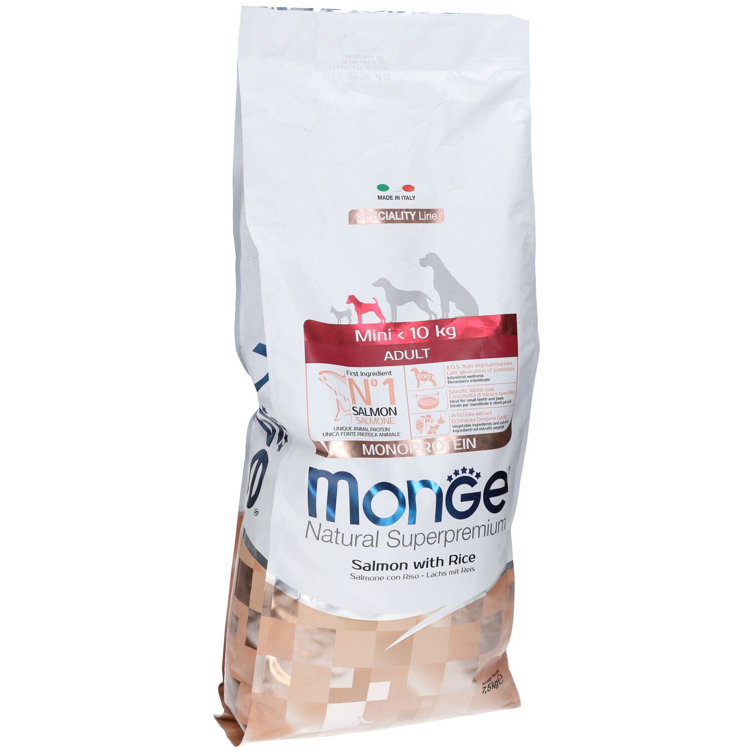 Monge Natural Superpremium Monoprotein Salmone con Riso Cani Mini Adult
