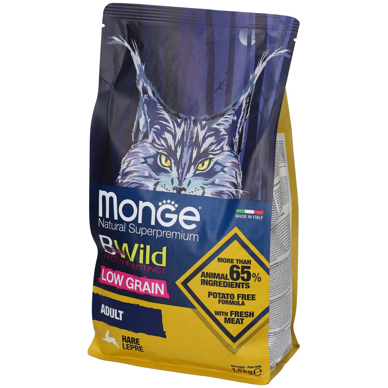 Monge Bwild Low Grain Cat Adult con Lepre 1,5 Kg