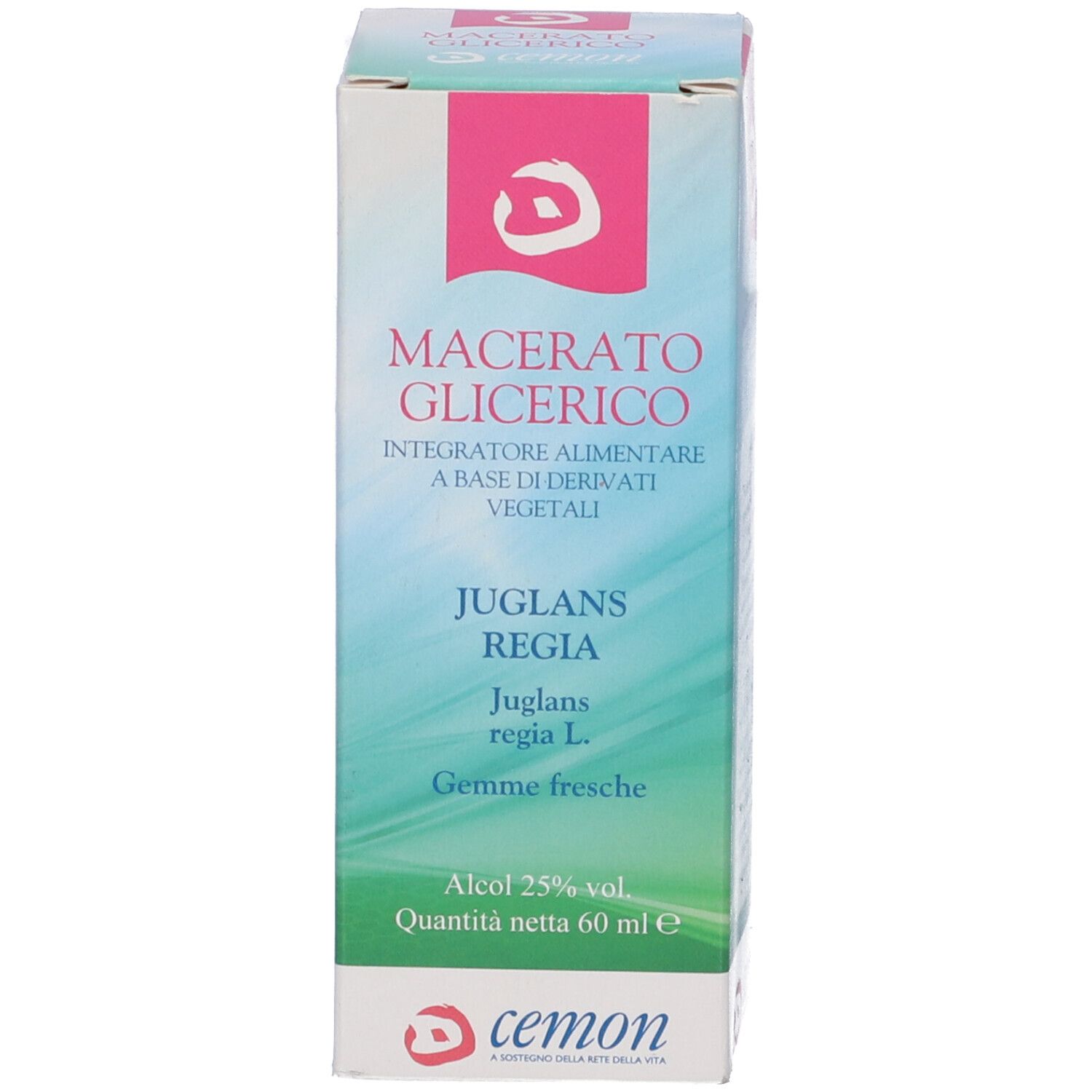 Confezione prodotto pieghevole con etichetta e flacone in vetro marrone.