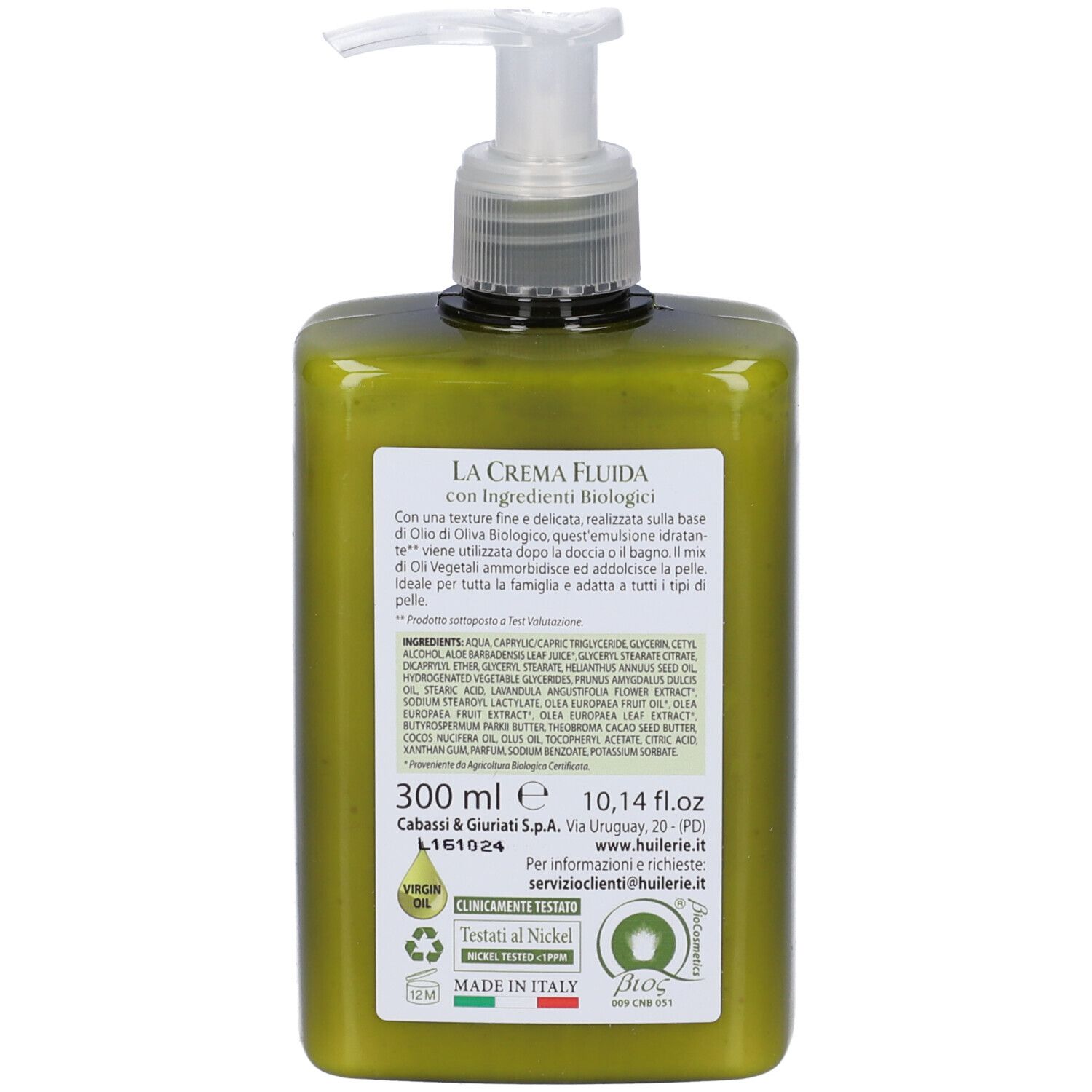 Huilerie Oliv & Lav La Crema Fluida Olio D'Oliva E Lavanda 300 Ml