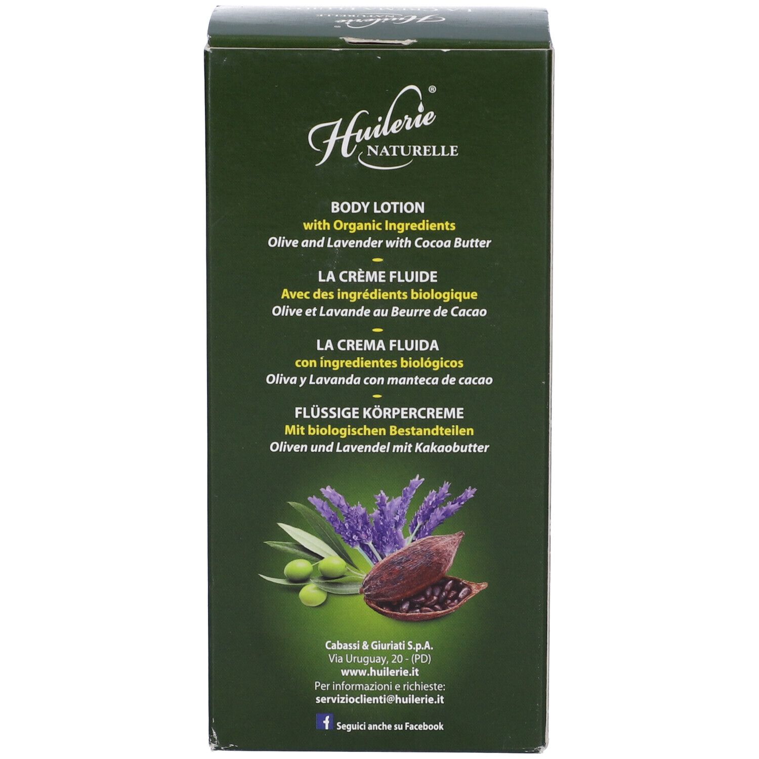 Huilerie Oliv & Lav La Crema Fluida Olio D'Oliva E Lavanda 300 Ml