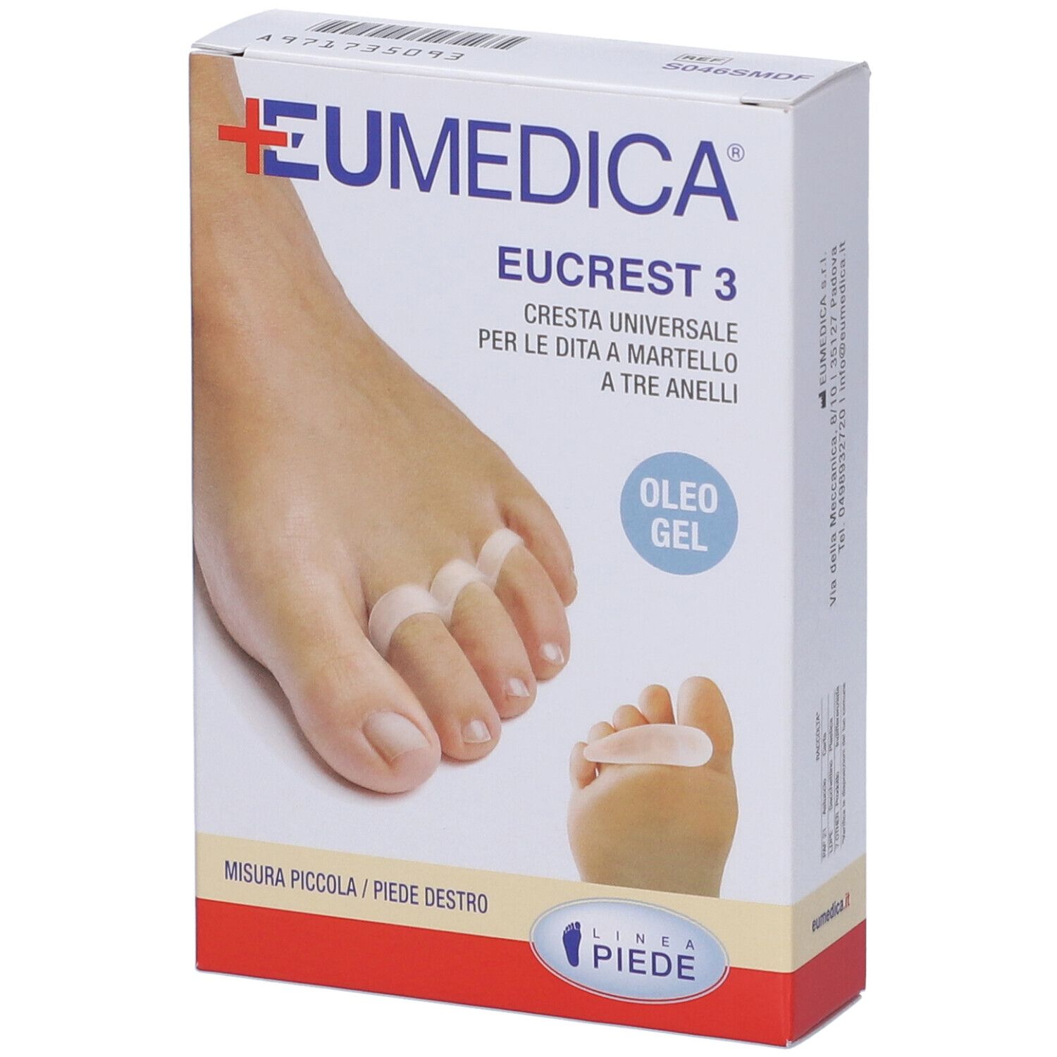 Cresta In Oleo-Gel Universale Eucrest 3 Per Dita A Martello A Tre Anelli Destro S/M