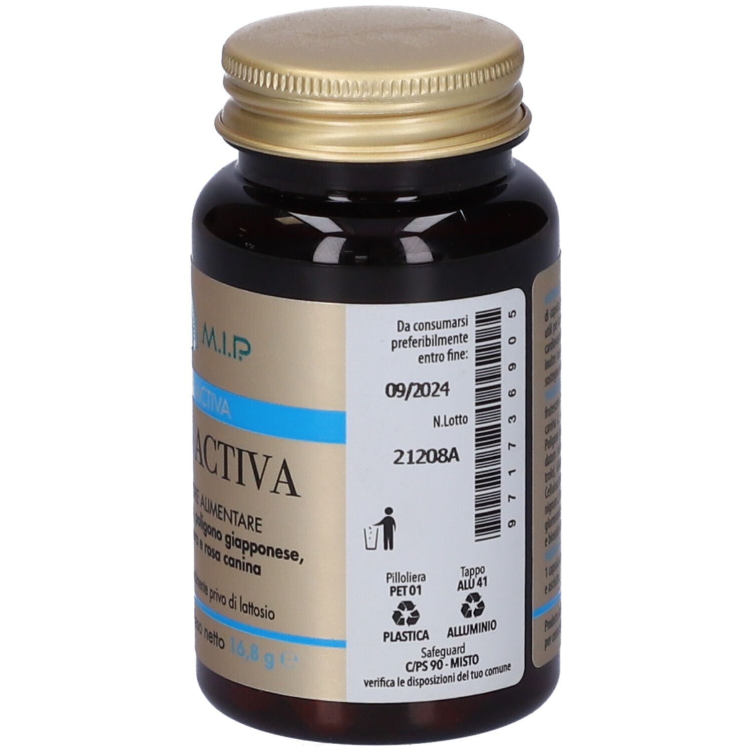 Retro del flacone. Scadenza 09/2024. Informazioni su materiale e numero di lotto.
