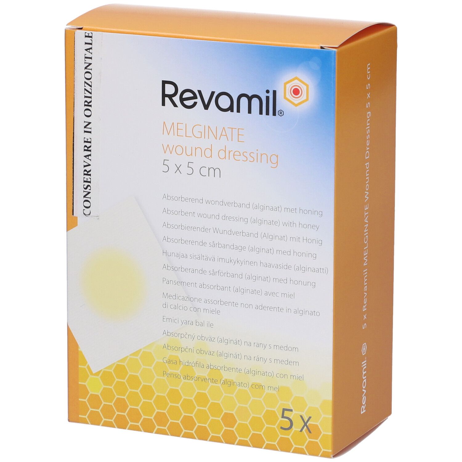 Revamil Melginate Garza Sterile Medicata Alginato E Miele 5 X 5 Cm 5 Pezzi