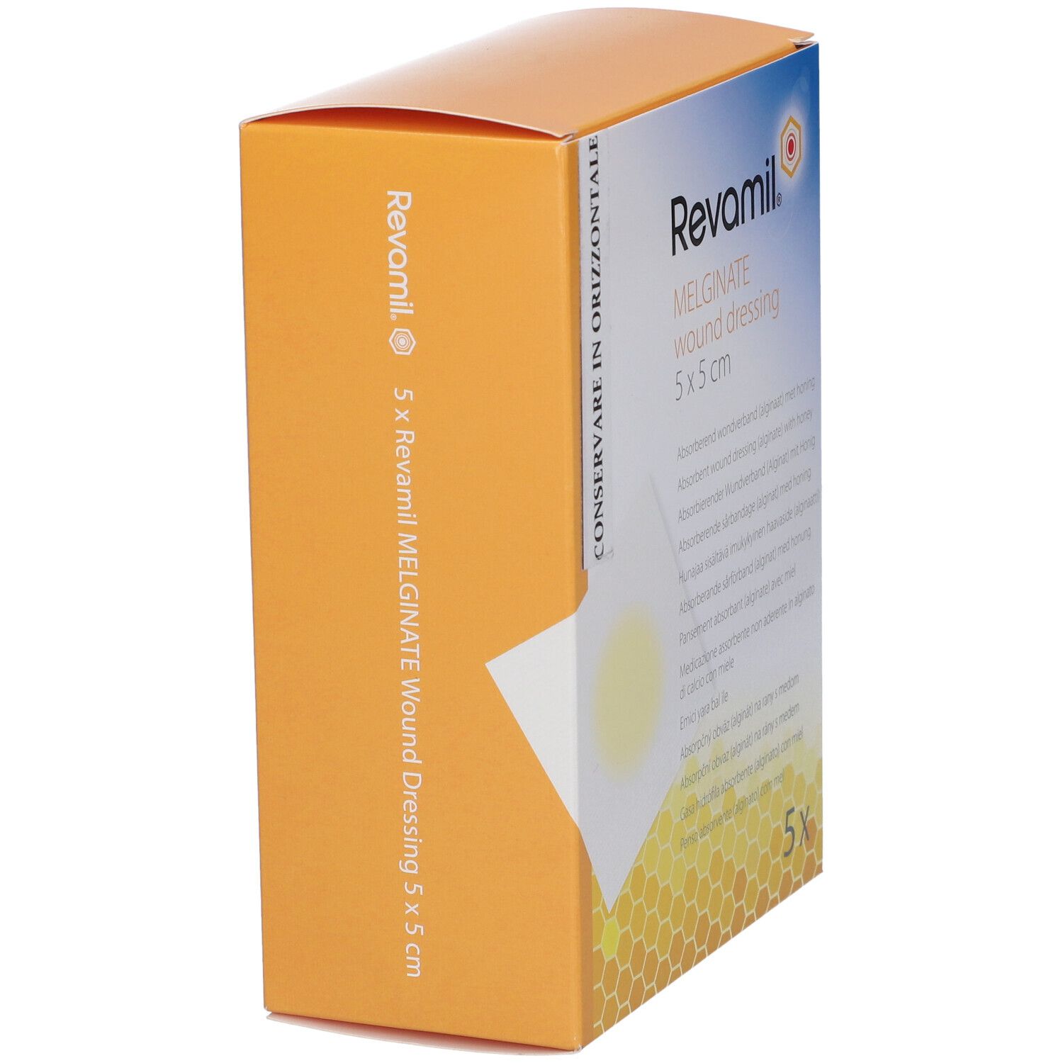 Revamil Melginate Garza Sterile Medicata Alginato E Miele 5 X 5 Cm 5 Pezzi