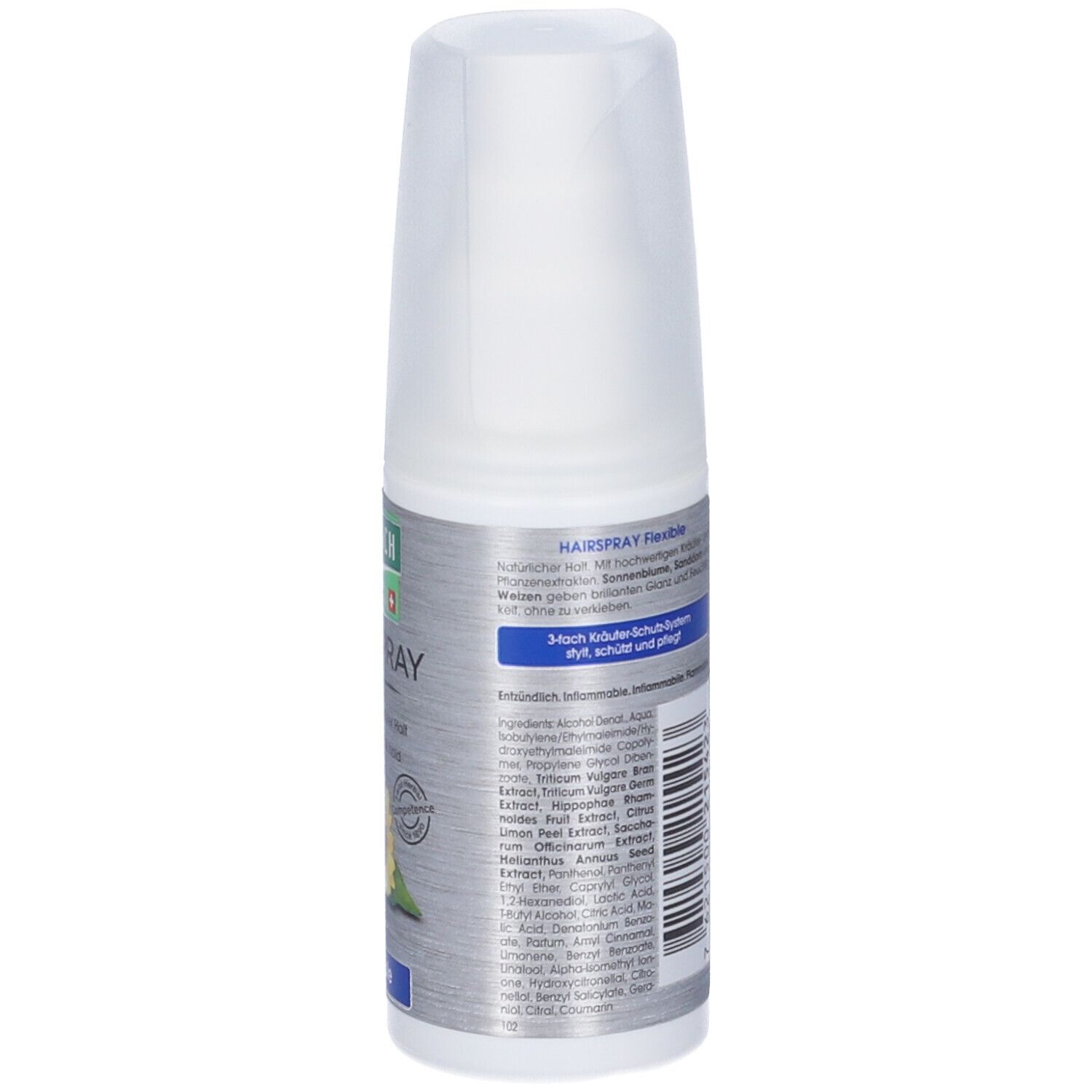 Retro del flacone di lacca. Testo multilingue. Scritta: 50ml. Marchio RAUSCH.