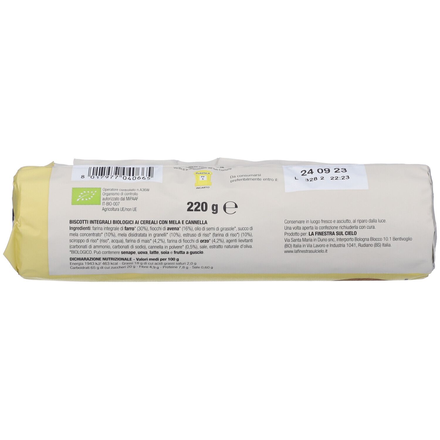 Biscotti Multicereali Mela E Cannella Bio 220 G