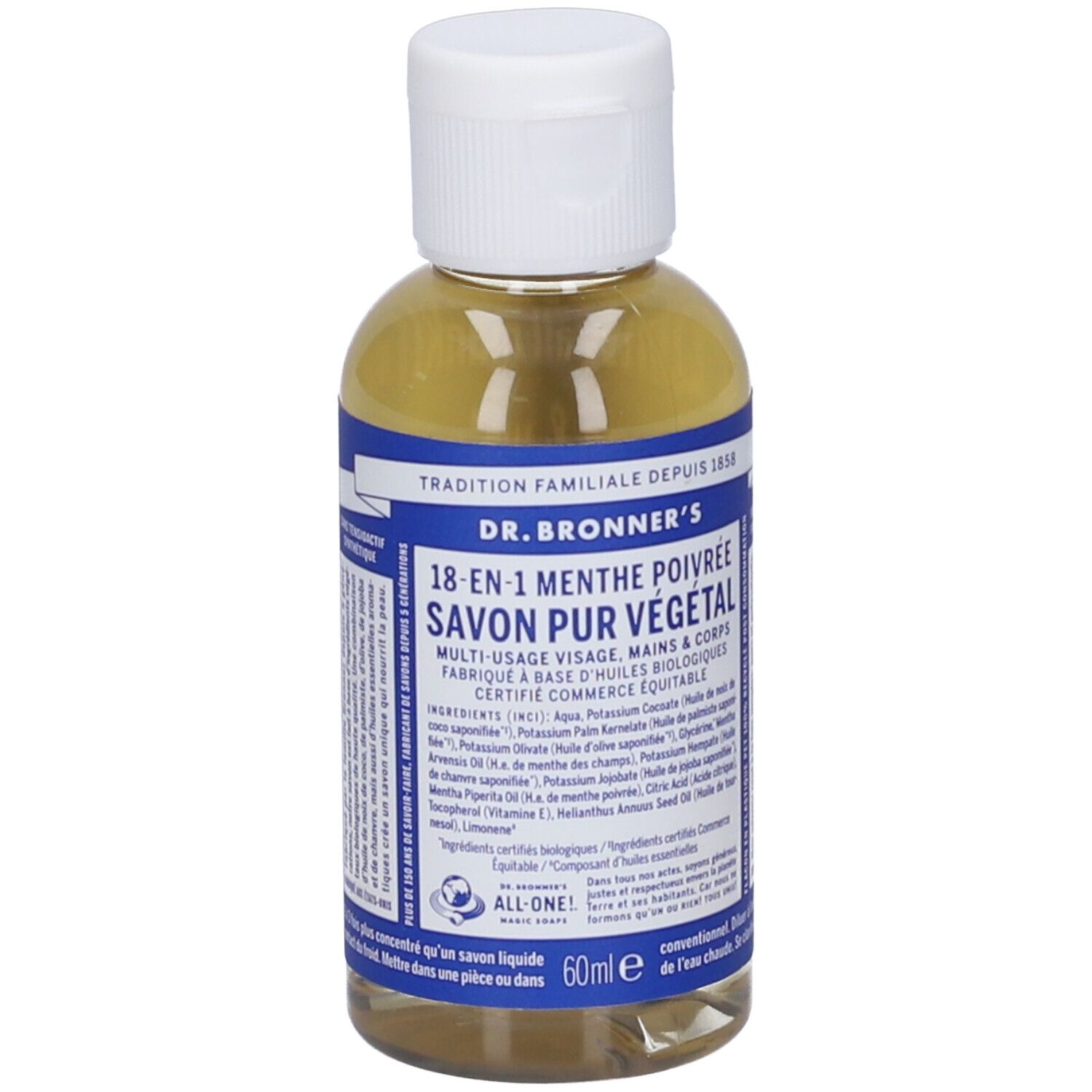 Dr. Bronner’s Sapone Liquido 18-In-1 Menta Piperita 60 ml