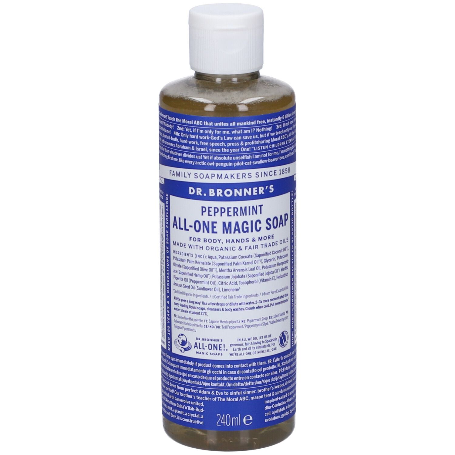 Dr. Bronner’s Sapone Liquido 18-In-1 Menta Piperita 240 ml