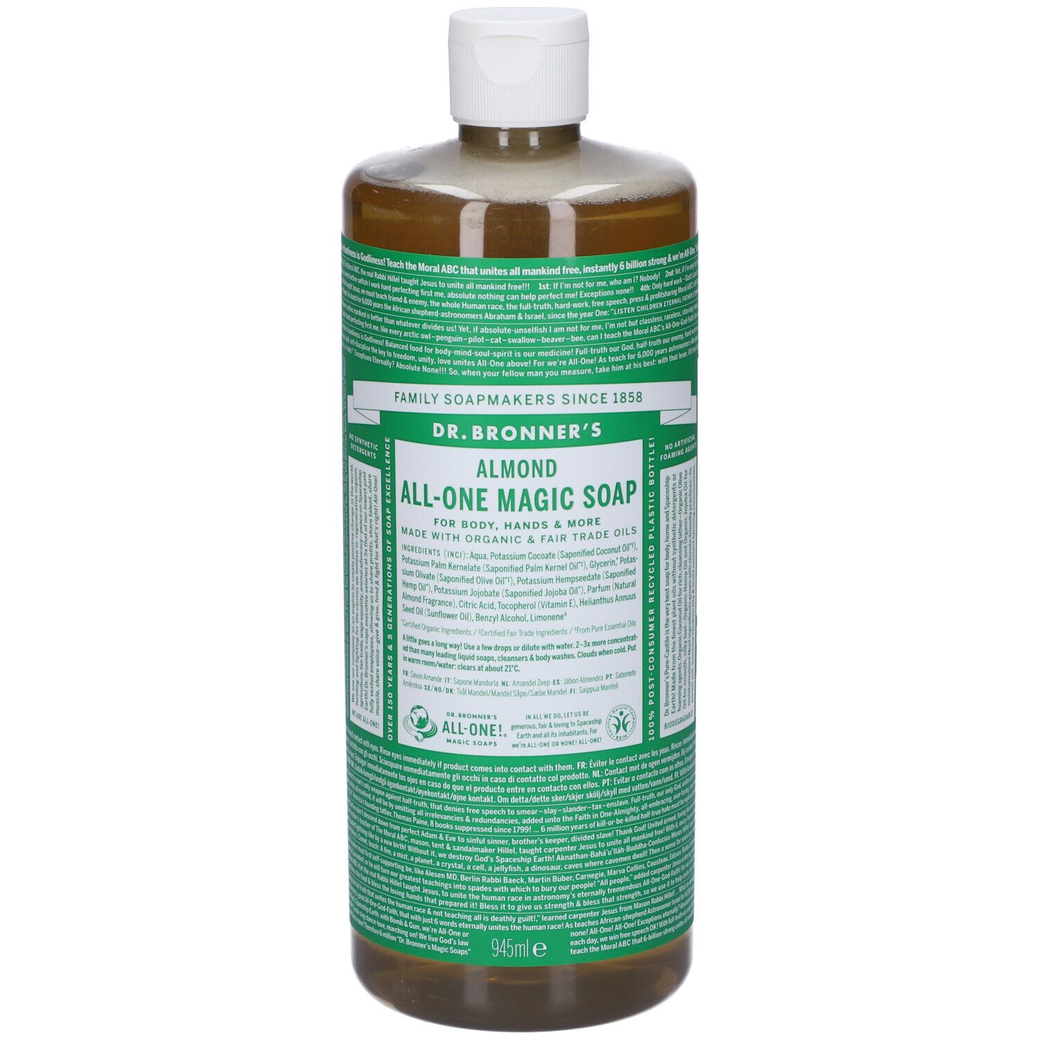 Dr. Bronner’s Sapone Liquido 18-In-1 alla Mandorla 945 ml