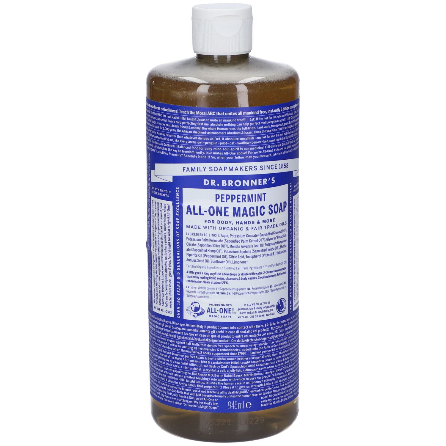 Dr. Bronner´s 18-In-1 Sapone Liquido di Castiglia alla Menta Piperita