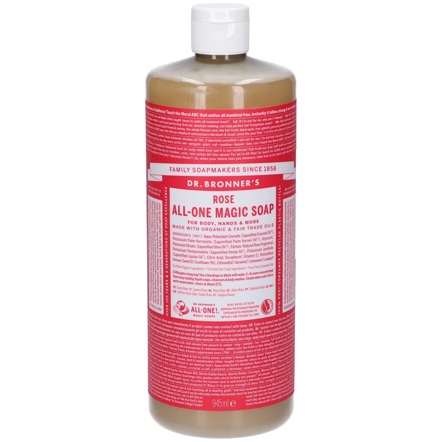 Dr. Bronner’s Sapone Liquido 18-In-1 alla Rosa 945 ml