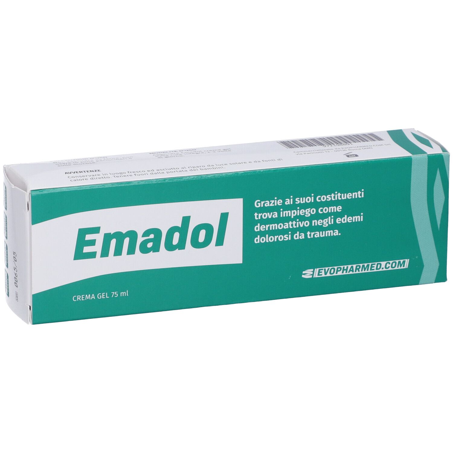 Confezione Emadol Crema Gel 75 ml. Scatola verde e bianca con nome del prodotto e informazioni.