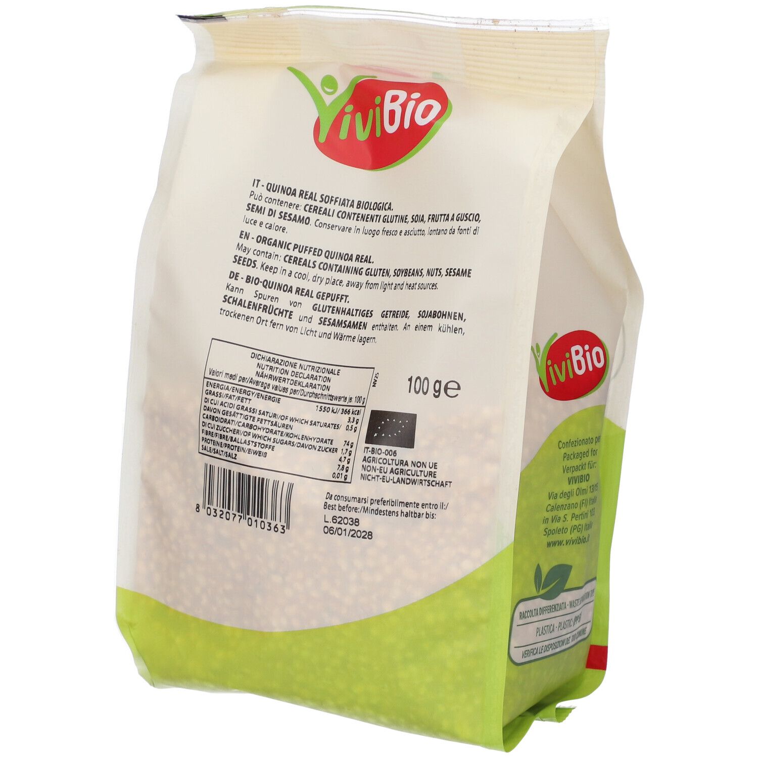 ViviBio Quinoa Real soffiata bio, 100g.