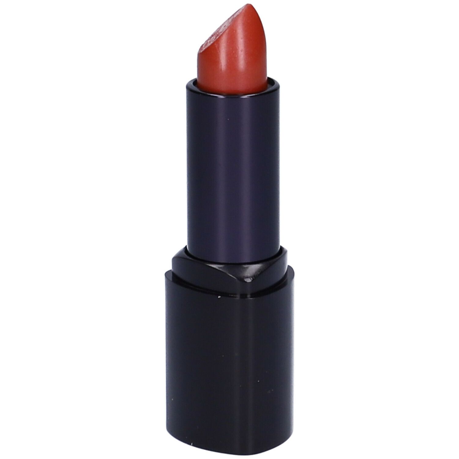 Rossetto rosso. Astuccio nero, parte centrale blu scuro. Punta smussata.