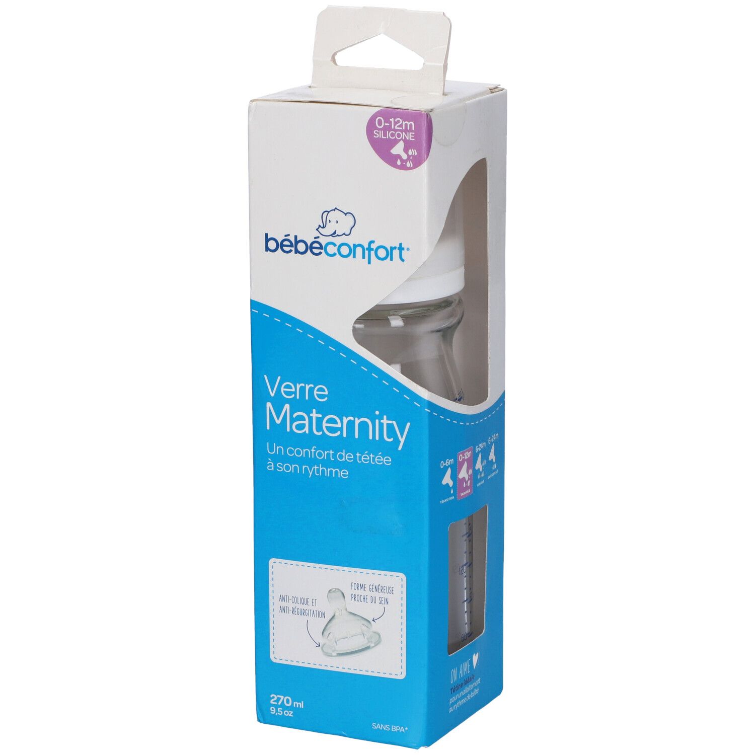Bebe Confort Biberon Vetro 270 Ml Tettarella Maternity Silicone Misura 1