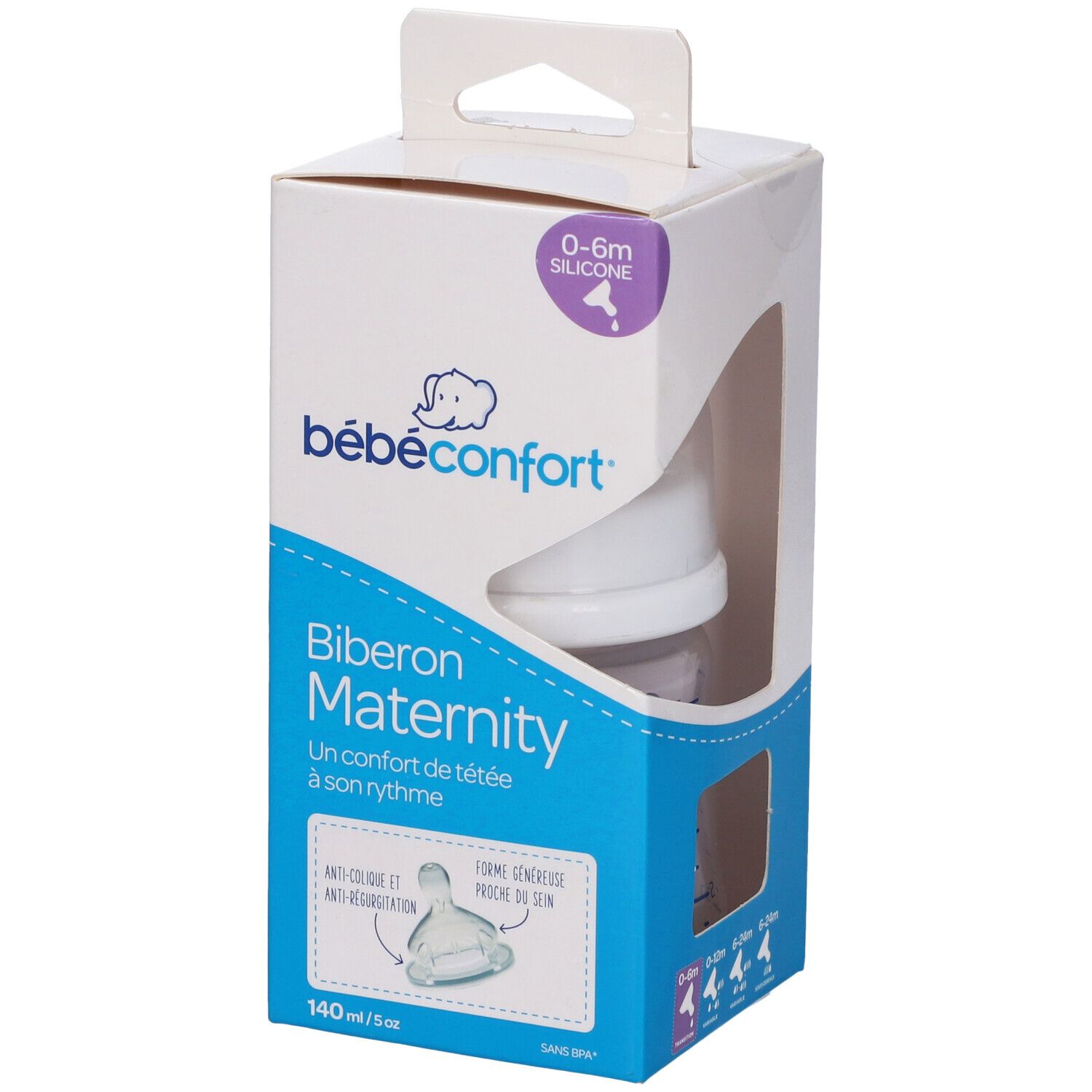 Bebe Confort Biberon Polipropilene 140 Ml Tettarella Maternity Silicone Misura 0 Bianco