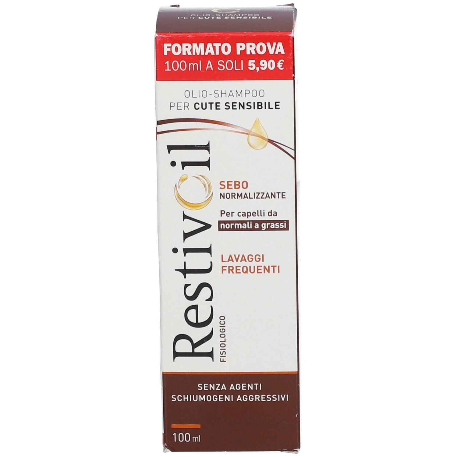 Confezione del prodotto. Confezione con nome prodotto e testo. "Sebo Normalizzante" e "Lavaggi Frequenti".