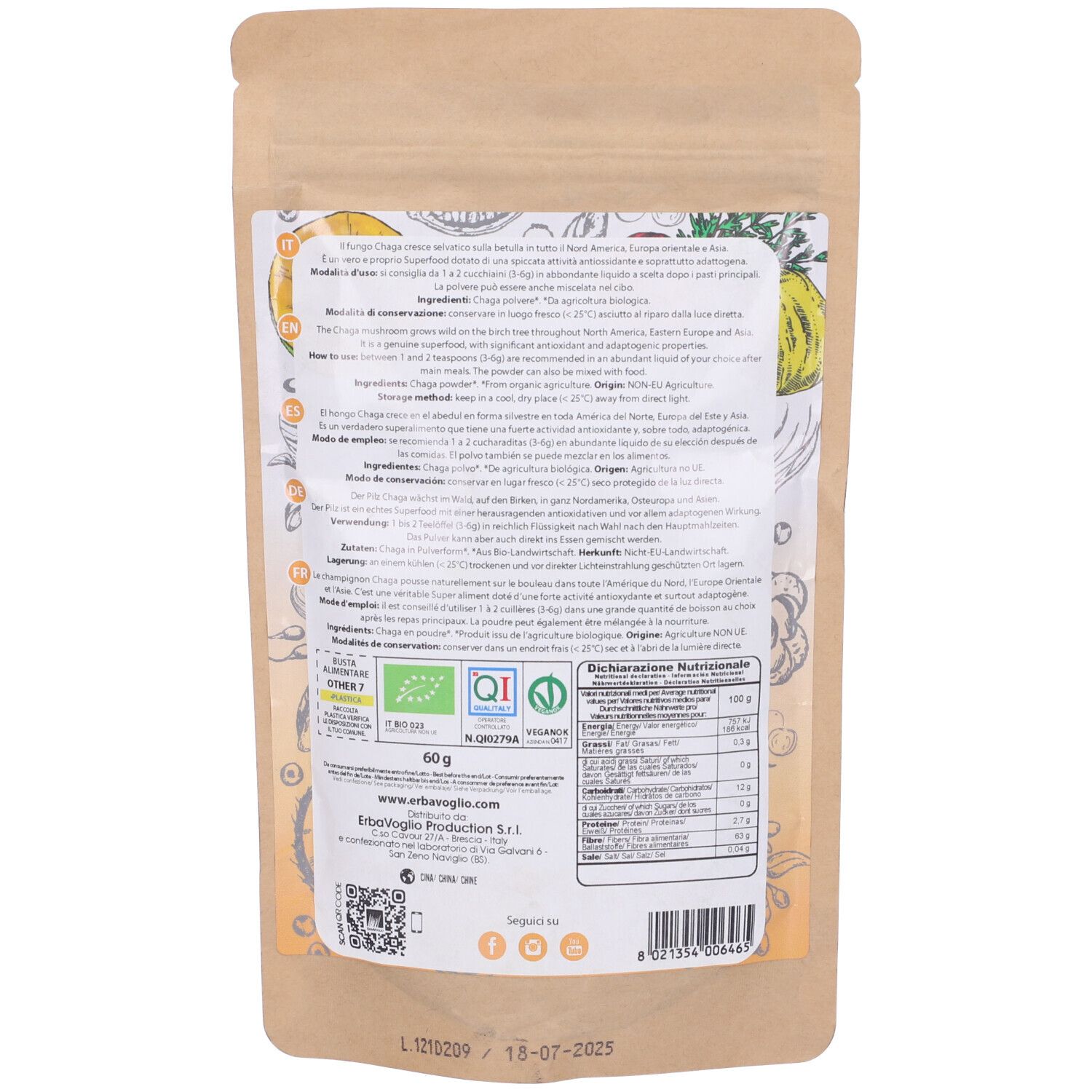 Chaga Polvere Bio 60 G