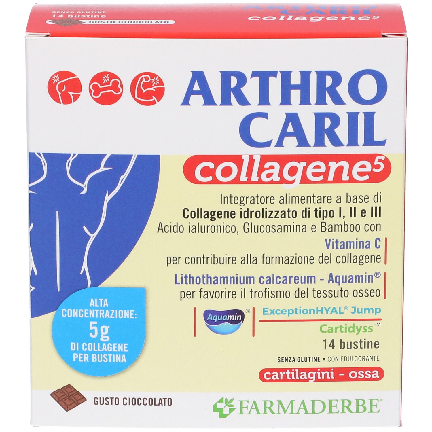 Arthrocaril Collagene 5: Fronte della confezione con nome del prodotto e ingredienti principali.