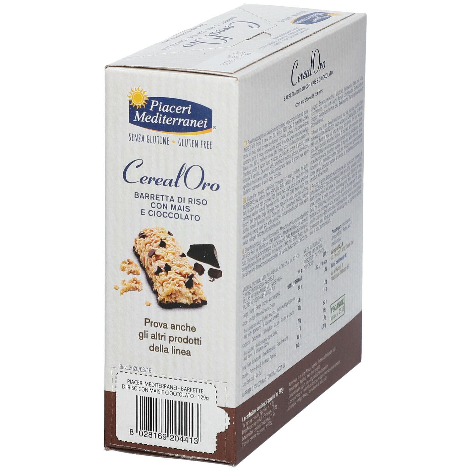 Piaceri Mediterranei® Cereal Oro Barretta di Riso con Mais e Cioccolato