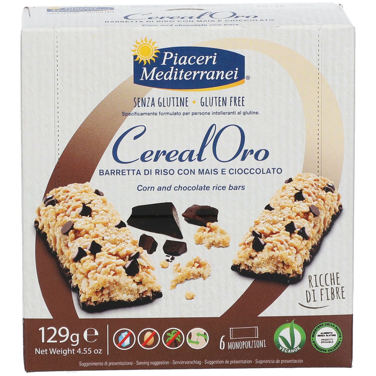 Piaceri Mediterranei® Cereal Oro Barretta di Riso con Mais e Cioccolato