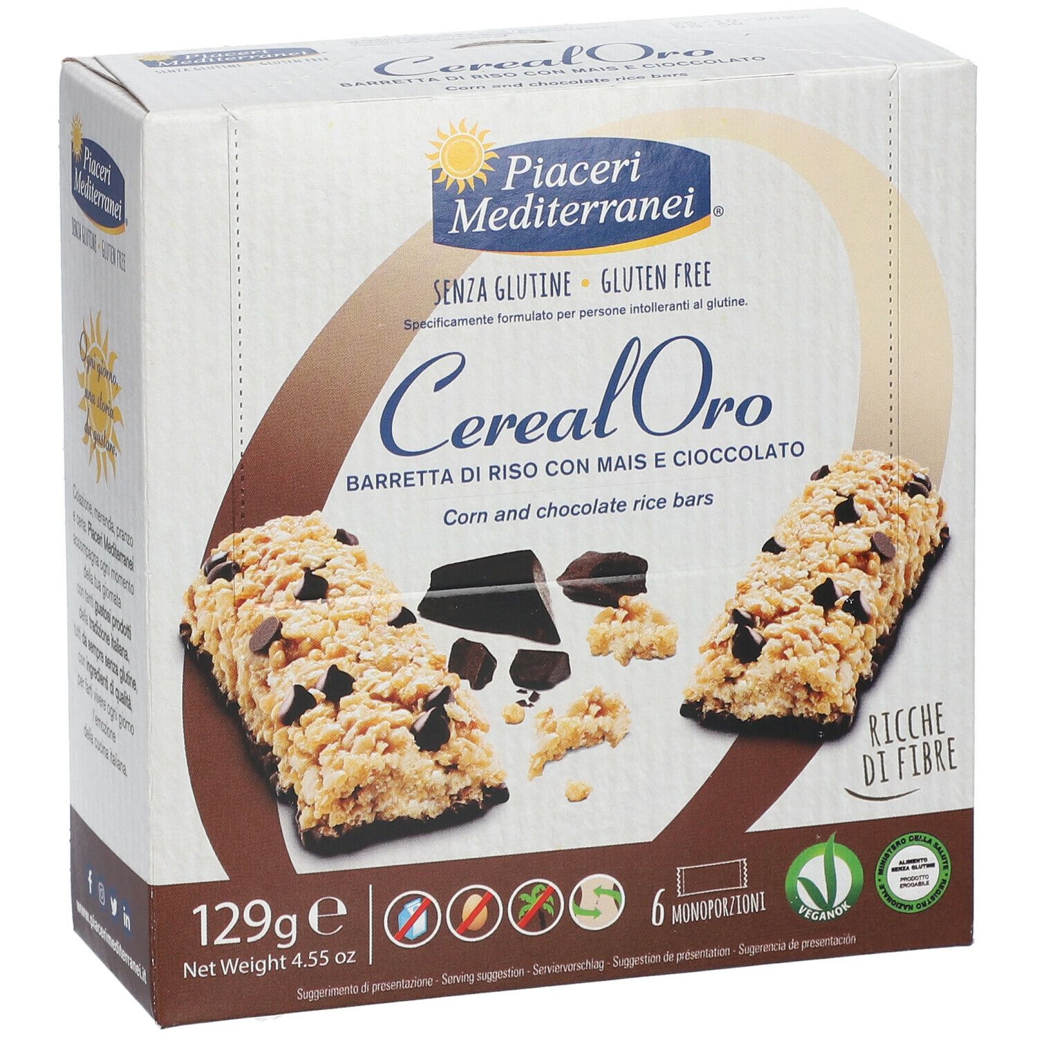 Piaceri Mediterranei® Cereal Oro Barretta di Riso con Mais e Cioccolato