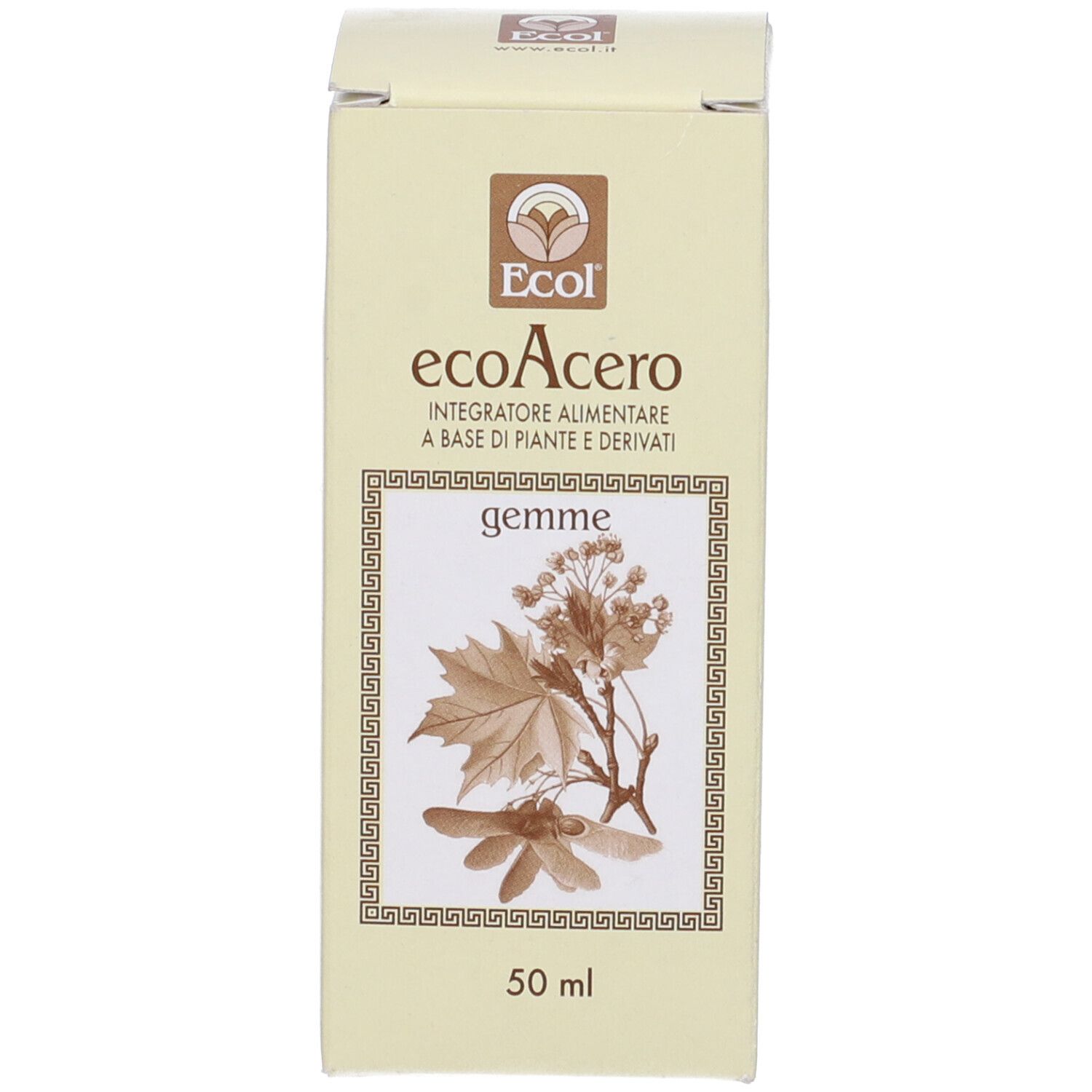 Confezione del prodotto con nome del prodotto e illustrazione. 50 ml.