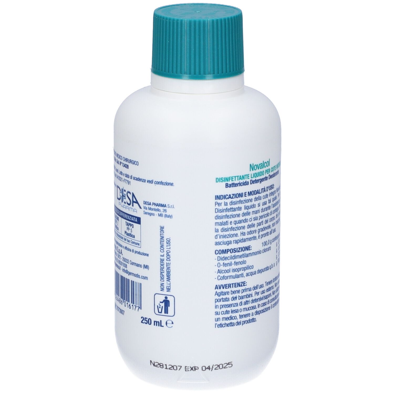 Novalcol Disinfettante Liquido Antisettico Cutaneo 250 Ml