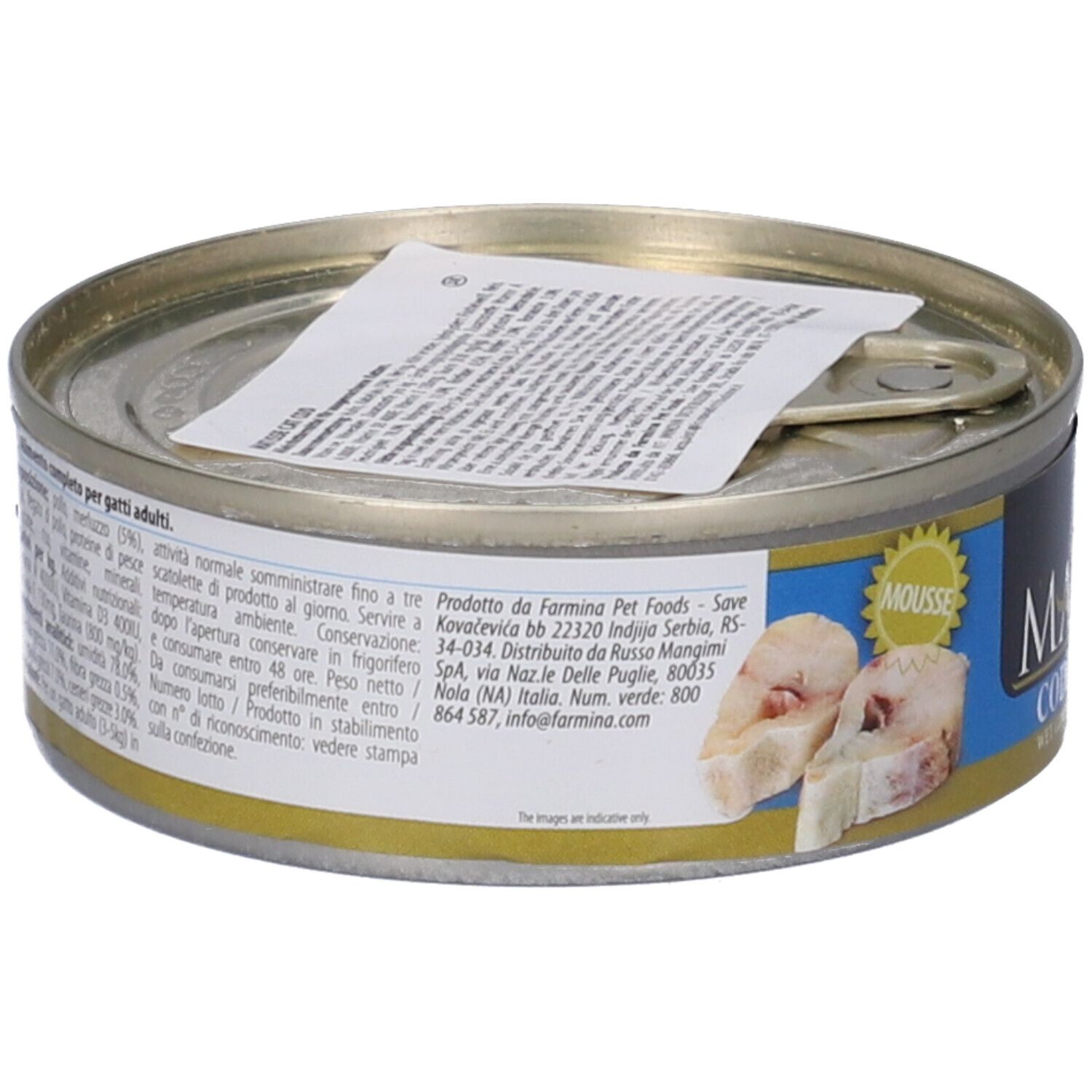 Lattina di cibo per gatti, 70g, mousse di merluzzo.