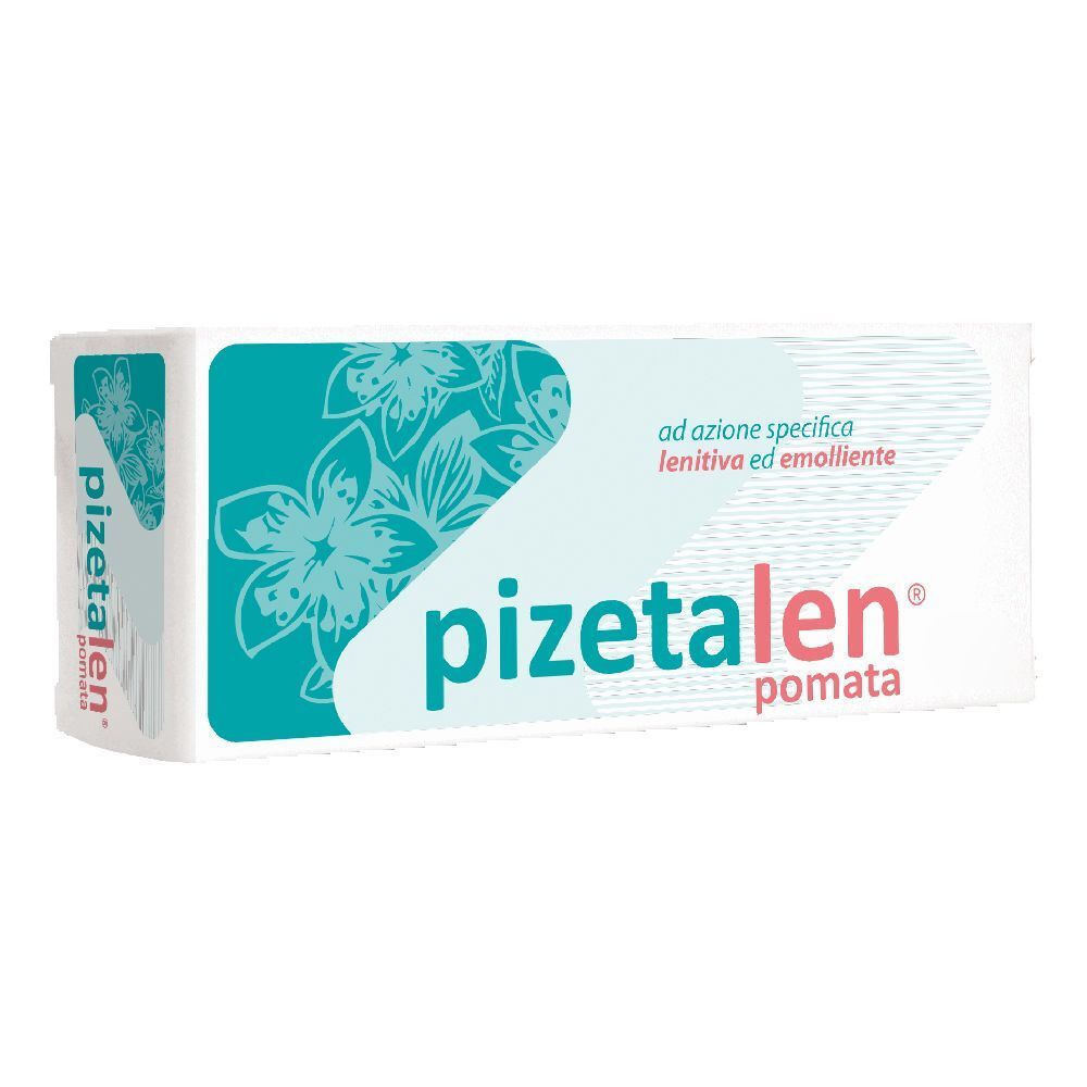 Confezione con nome del prodotto e motivo floreale. Testo: ad azione specifica lenitiva ed emolliente.