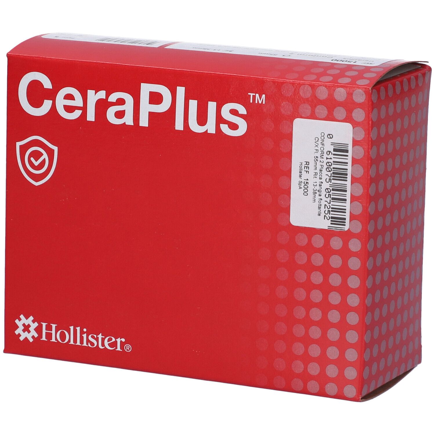 Confezione rossa con scritta bianca CeraPlus e logo Hollister. Informazioni sul prodotto sulla confezione.