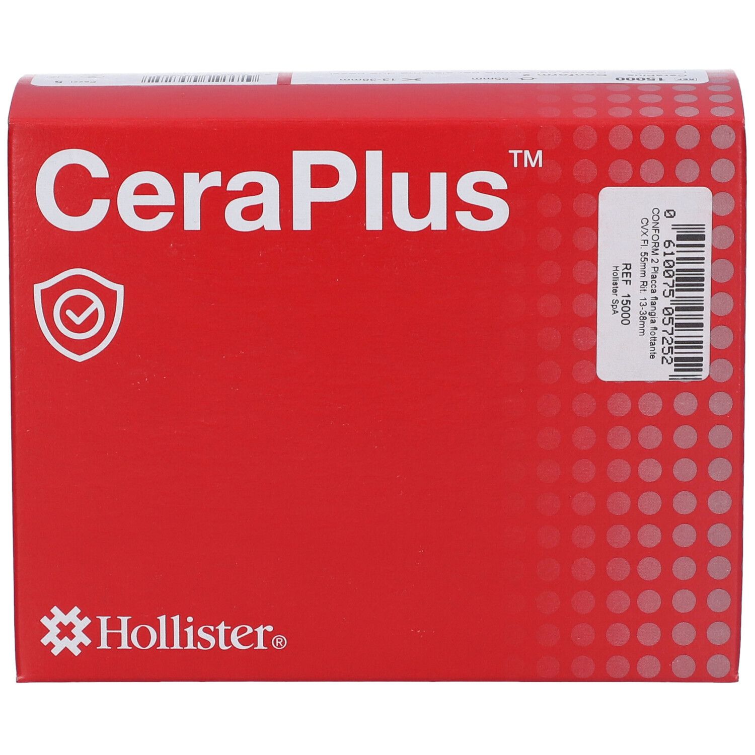 Confezione rossa con scritta bianca CeraPlus e logo Hollister. Informazioni sul prodotto sulla confezione.