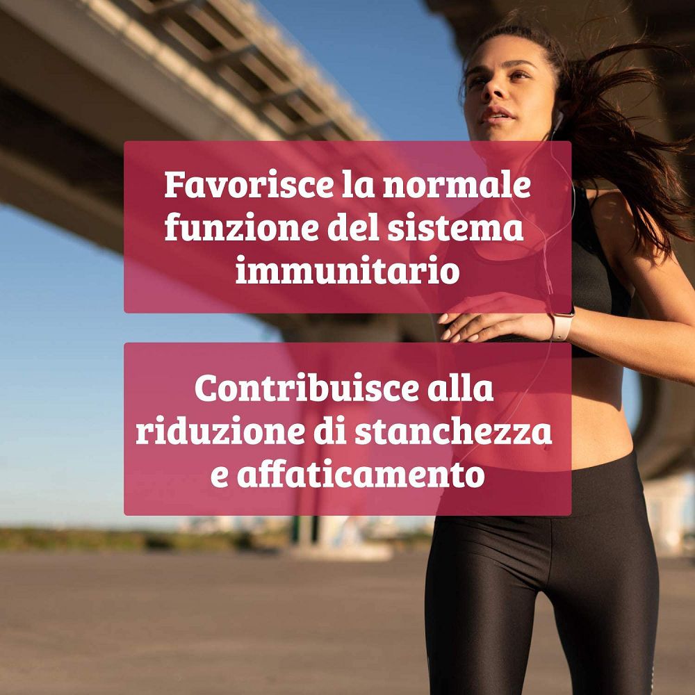 Podista con cuffie. Testo: Sistema immunitario, stanchezza.