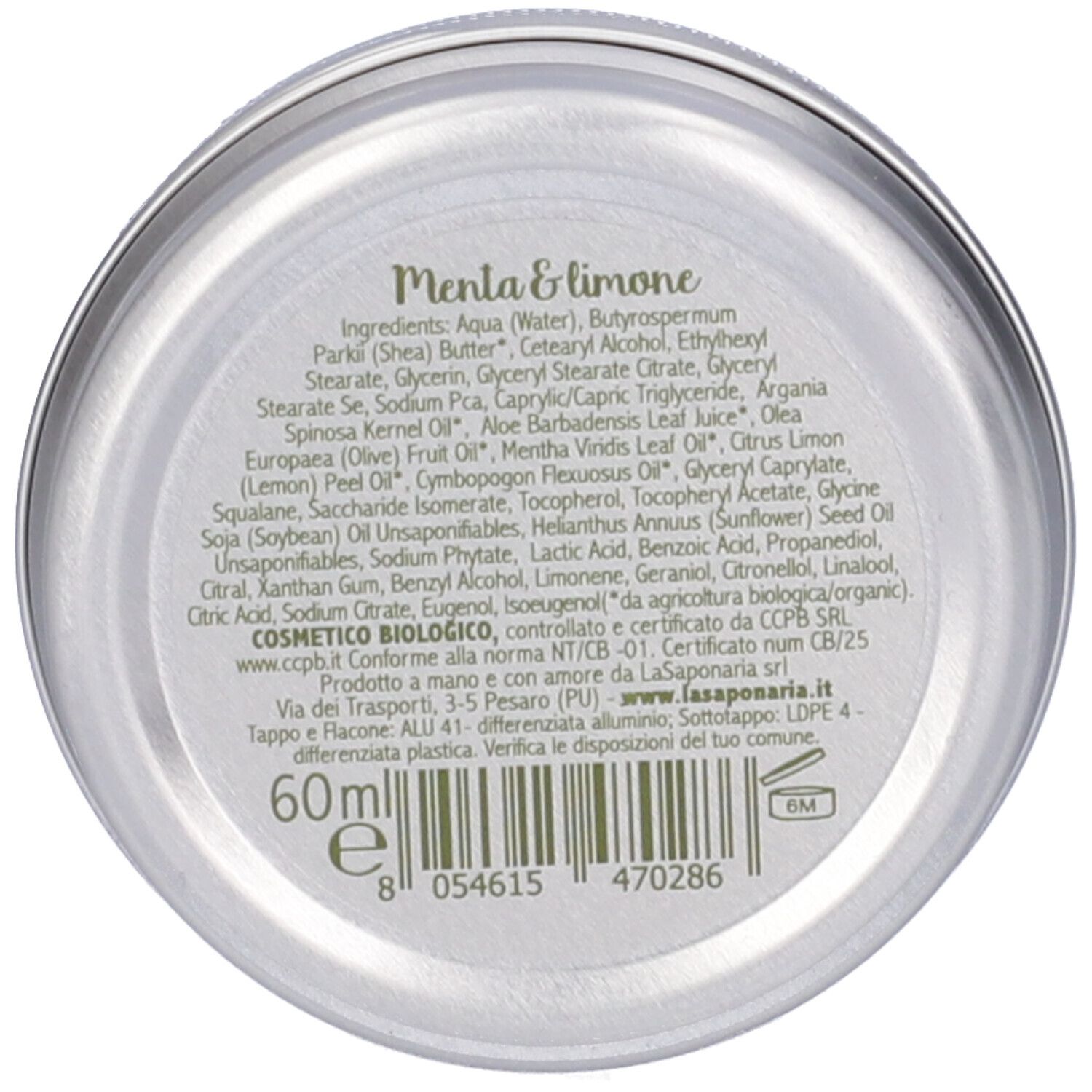 La Saponaria Crema Mani Menta E Limone