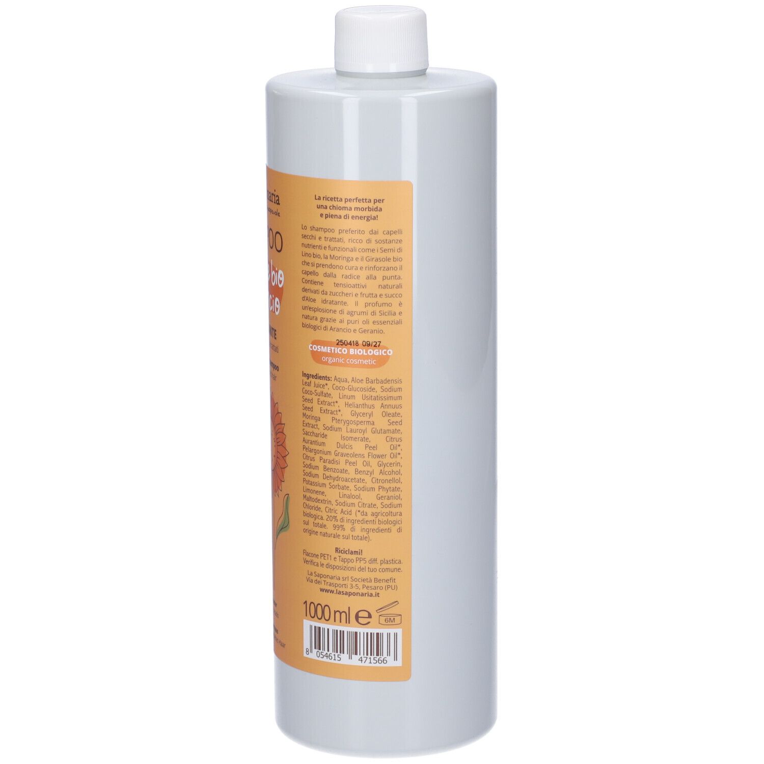 La Saponaria Shampoo Rinforzante Girasole Bio e Arancio
