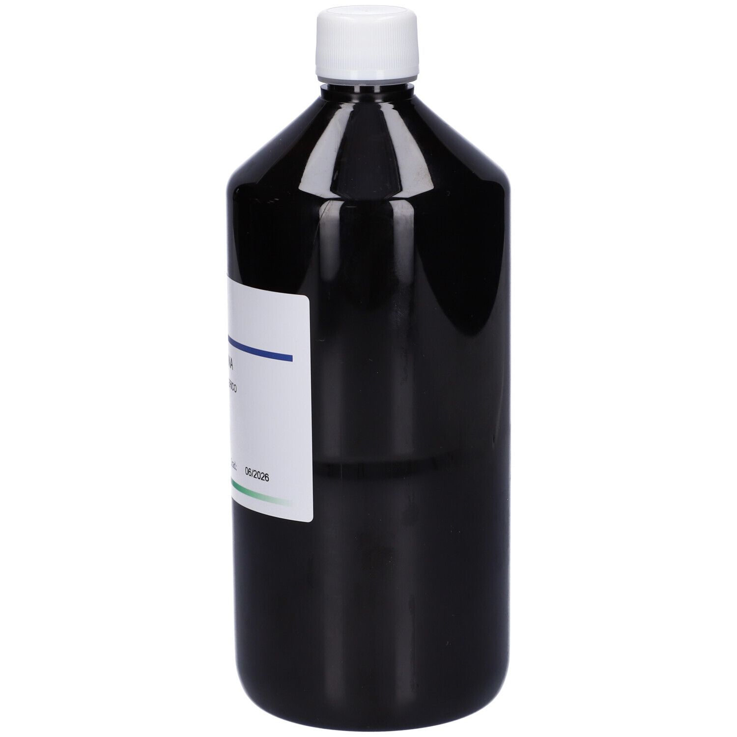 Flacone scuro con tappo bianco ed etichetta. Scritta: HERING, ALNUS INCANA Macerato Glicerico, 1000 ml.