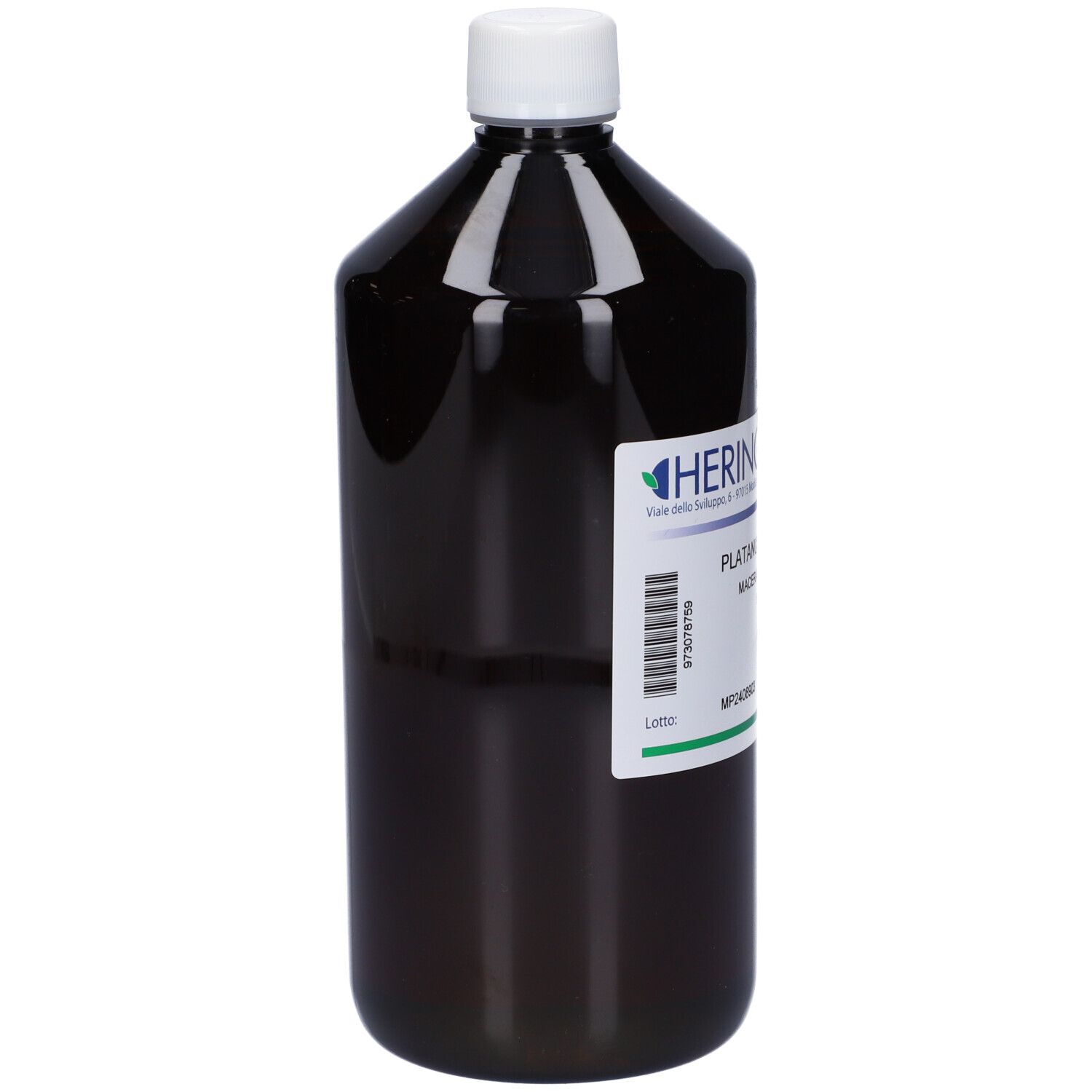 Flacone marrone con tappo bianco. Etichetta con nome del prodotto e marchio HERING.