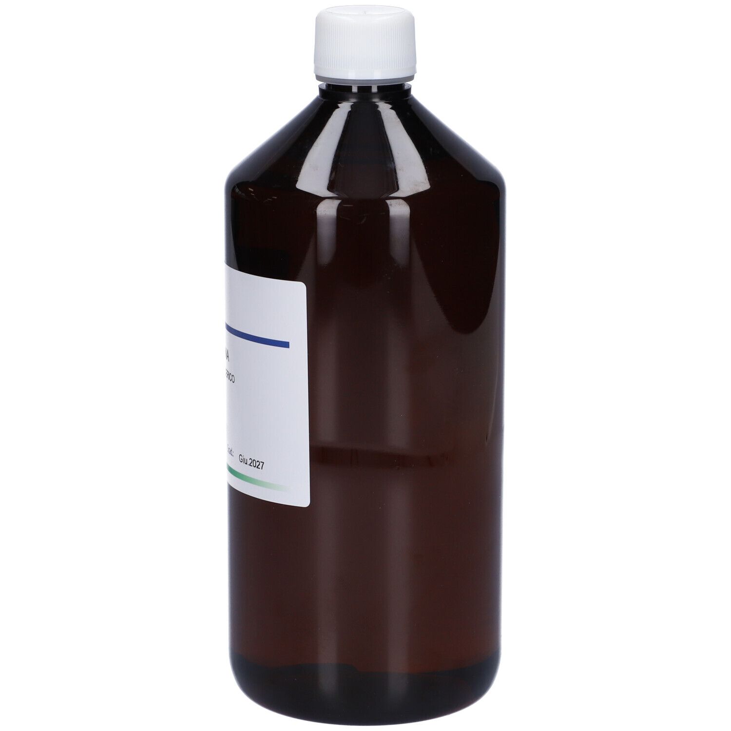 Bottiglia marrone con tappo bianco. Etichetta con informazioni sul prodotto. Logo HERING visibile.