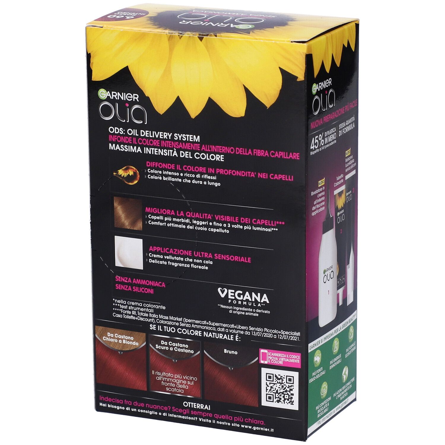 Garnier Tinta Capelli Olia, Colorazione permanente senza ammoniaca per una fragranza delicata, copre il 100% dei capelli bianchi, Con oli di fiori di origine naturale, Rosso Intenso (6.60)