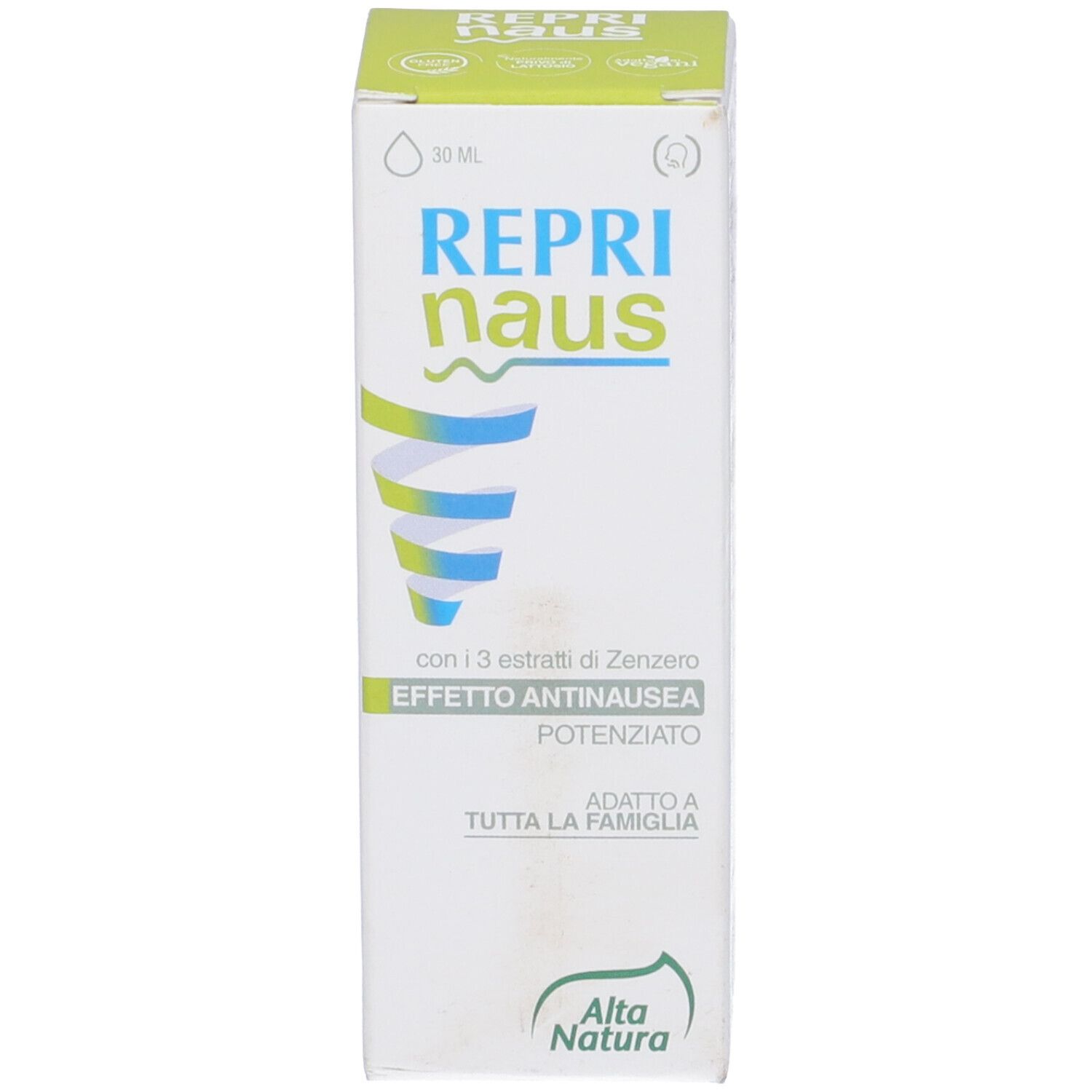 Confezione bianca del prodotto con nome, logo e informazioni.