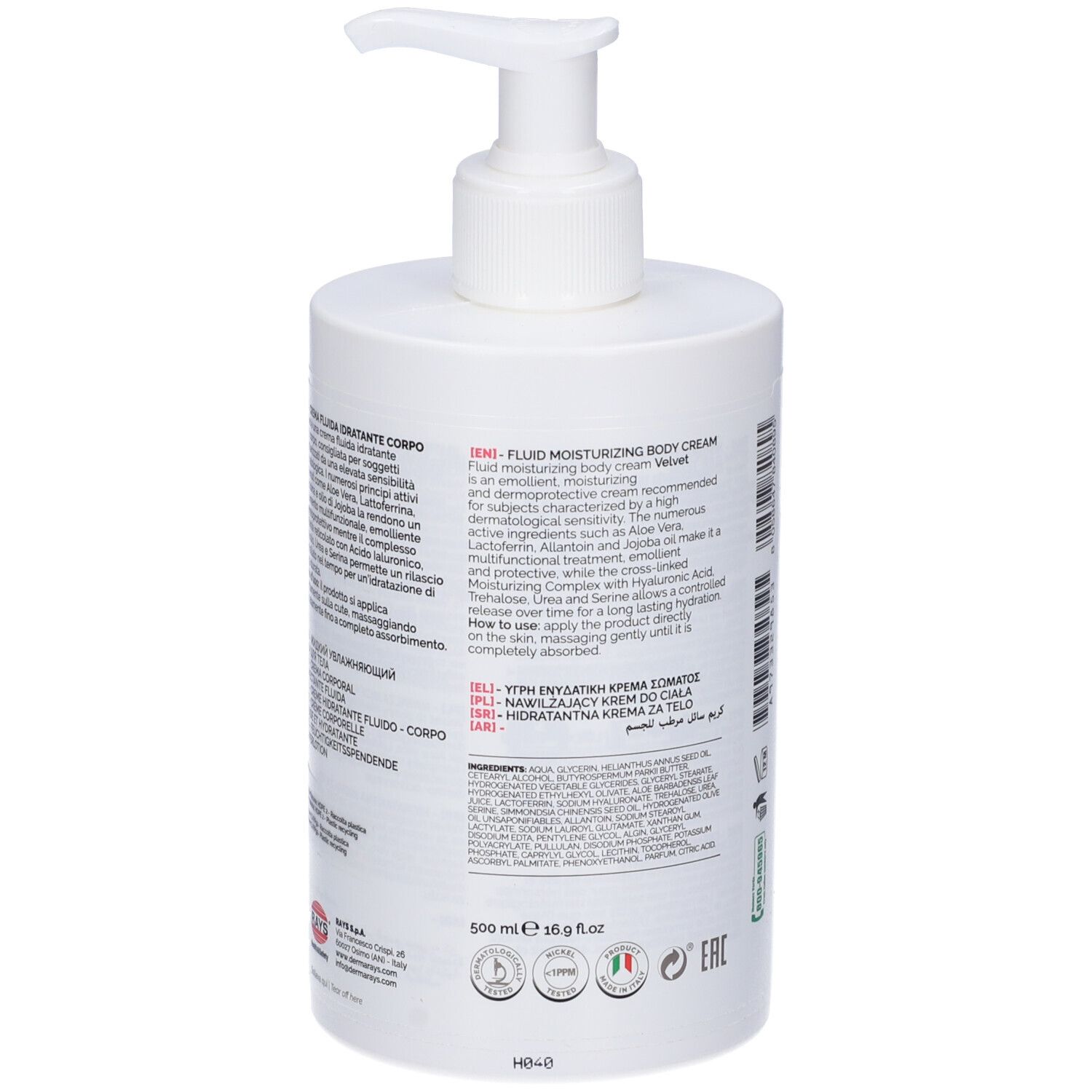 DermaRays+ Velvet Crema Fluida Idratante Corpo 500ml