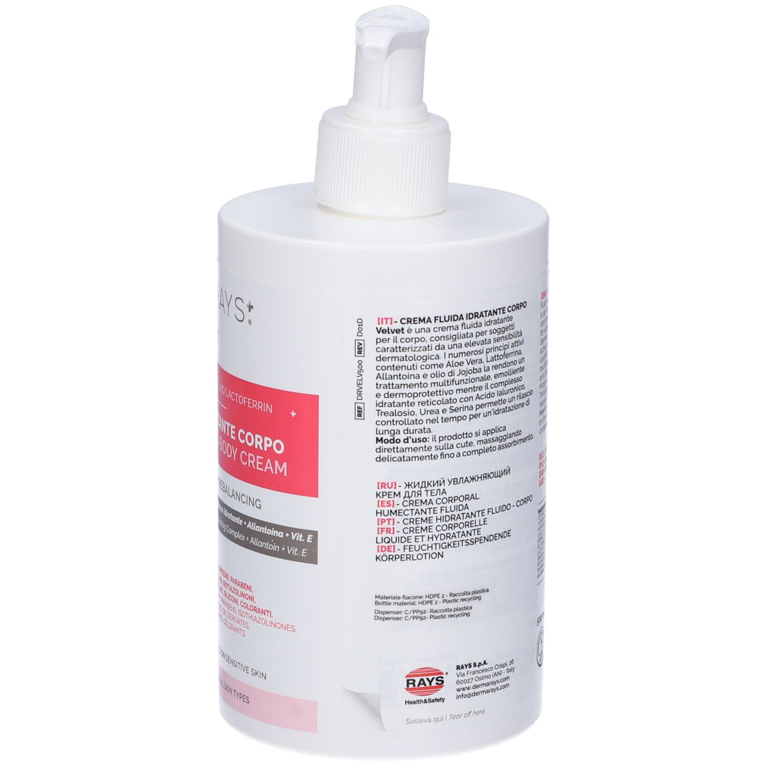 DermaRays+ Velvet Crema Fluida Idratante Corpo 500ml