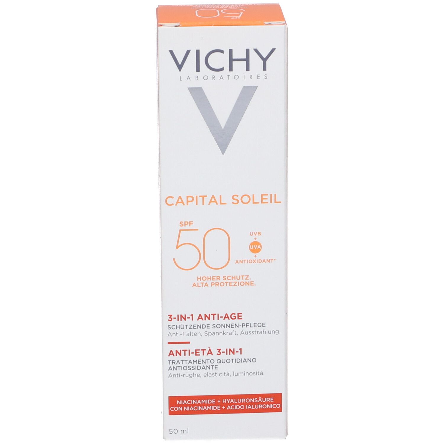 Vichy Crema Viso Anti-età 3 in 1 Abbronzatura Intensa SPF 50 50 ml