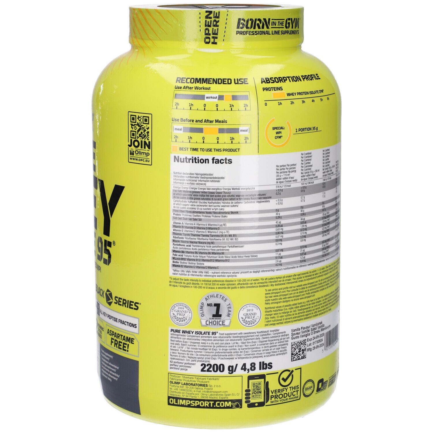 Olimp Pure Whey Isolate 95 Gusto Vanilla Polvere
